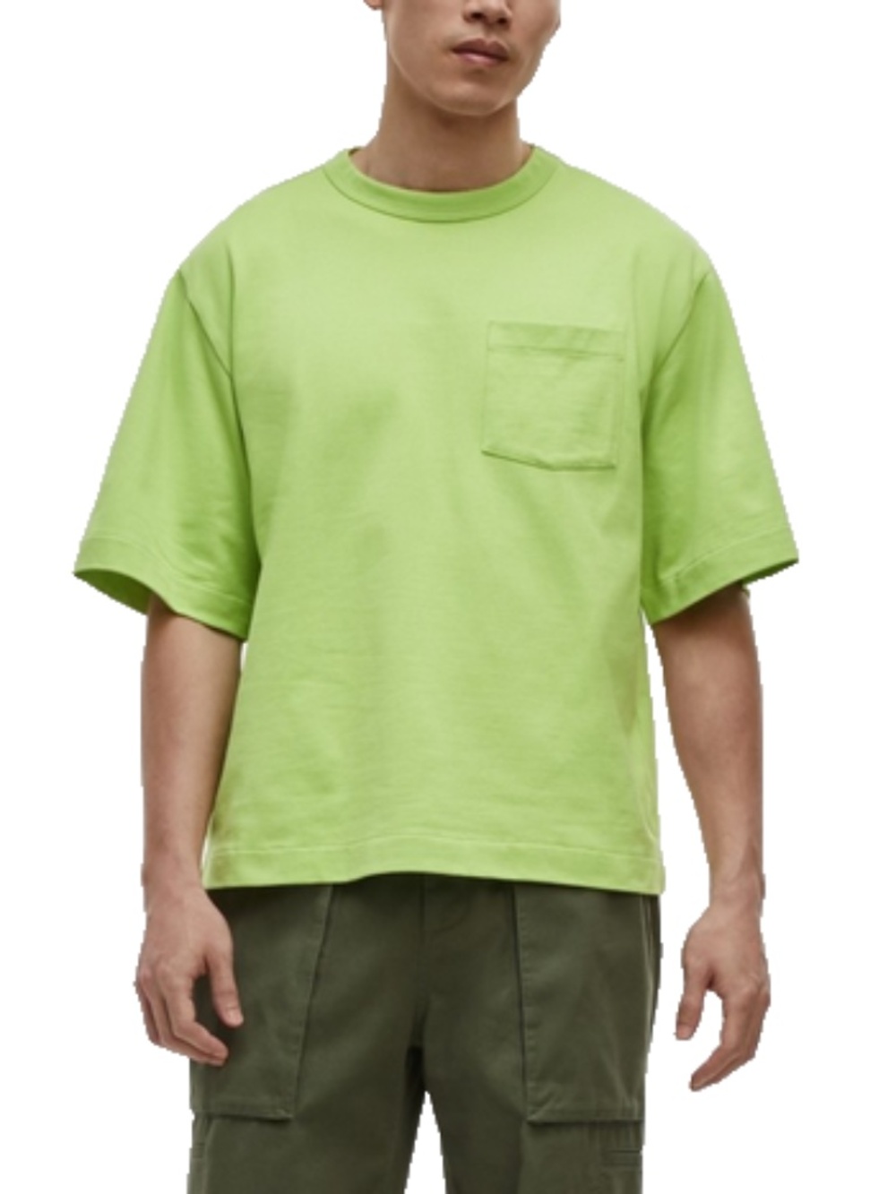 NEW Mode of One Relaxed Fit Crewneck Short Sleeve Pocket T-Shirt Acid Green